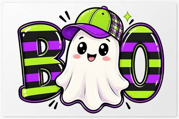 BOO Cute Ghost Halloween PNG