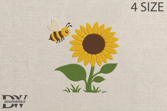 Bee and Sunflower Embroidery Design