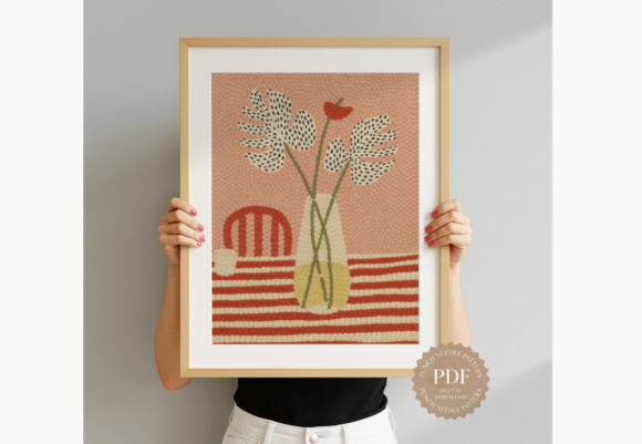 Boho Floral Vase Punch Needle Pattern