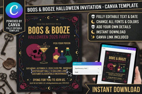 Boos & Booze Adult Halloween Party Canva
