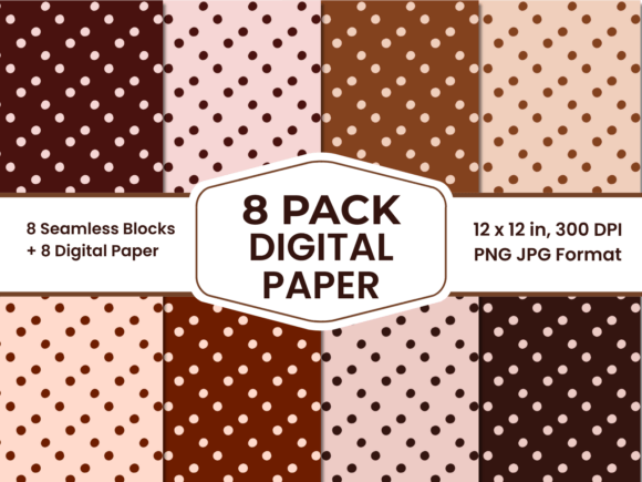 Brown Polka Dot Digital Paper Bundle