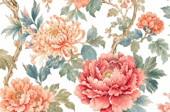 Chinoiserie Watercolor Floral Patterns