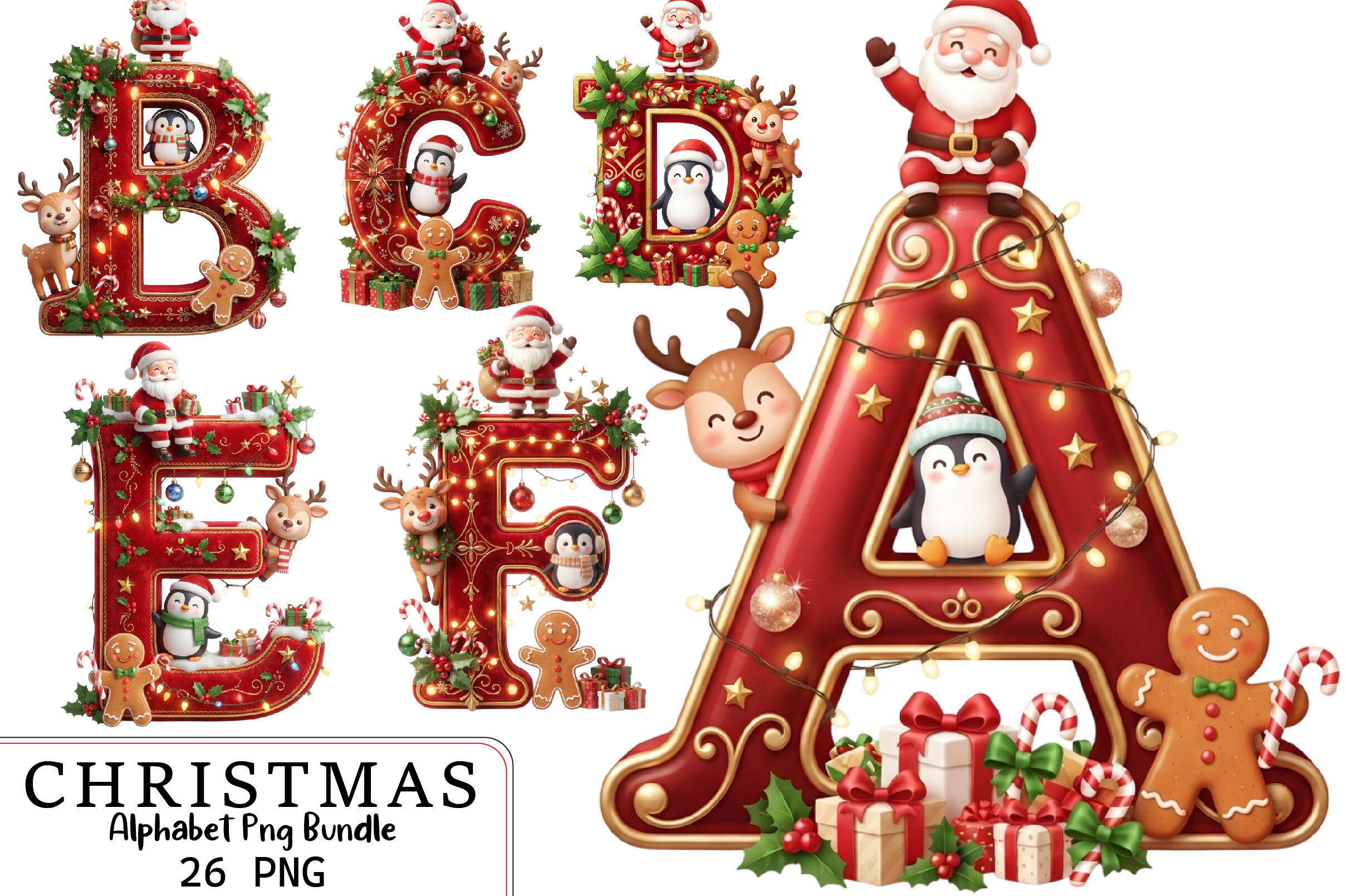 Christmas Alphabet PNG Bundle