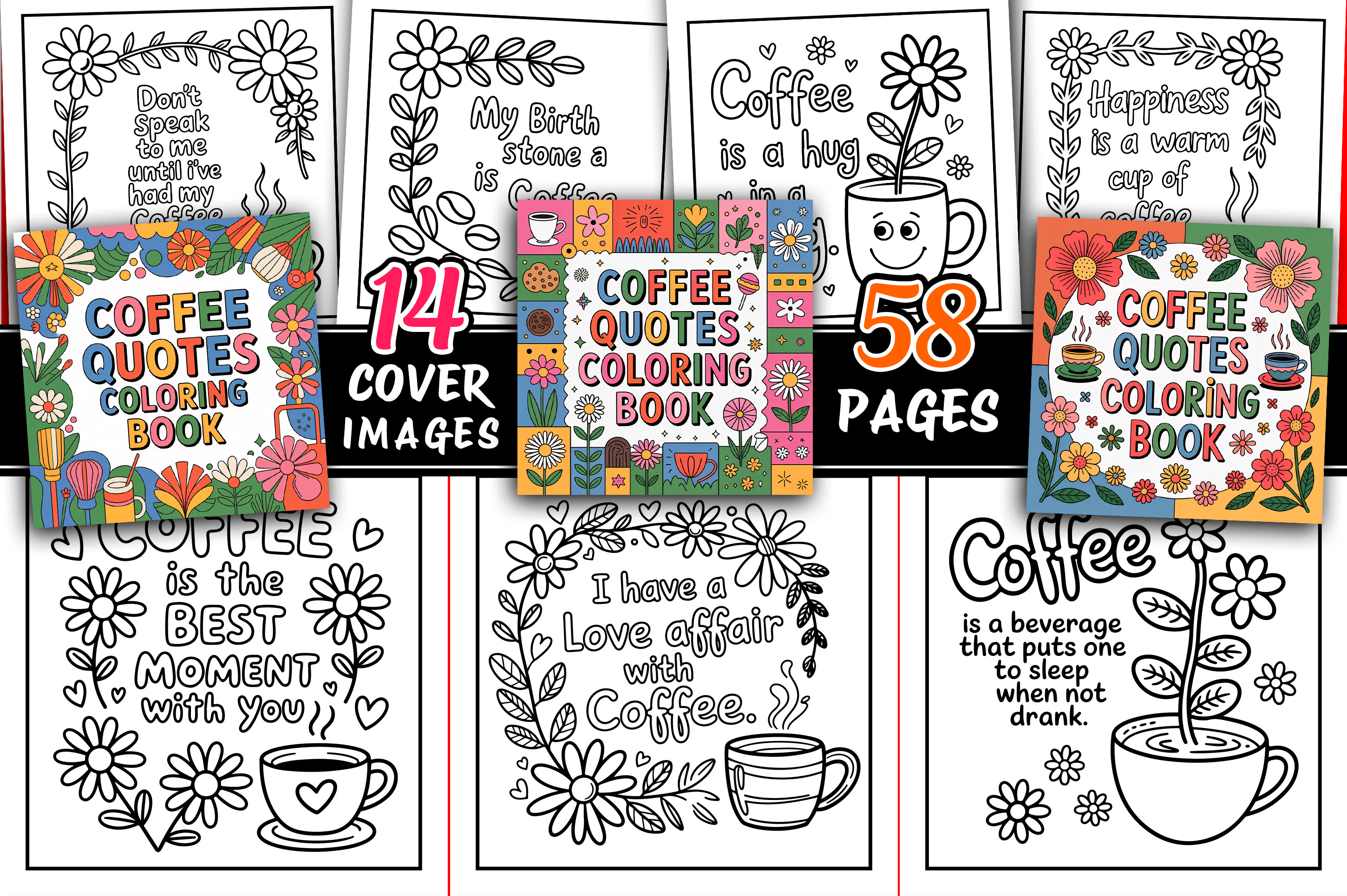 Coffee Quotes Coloring Book