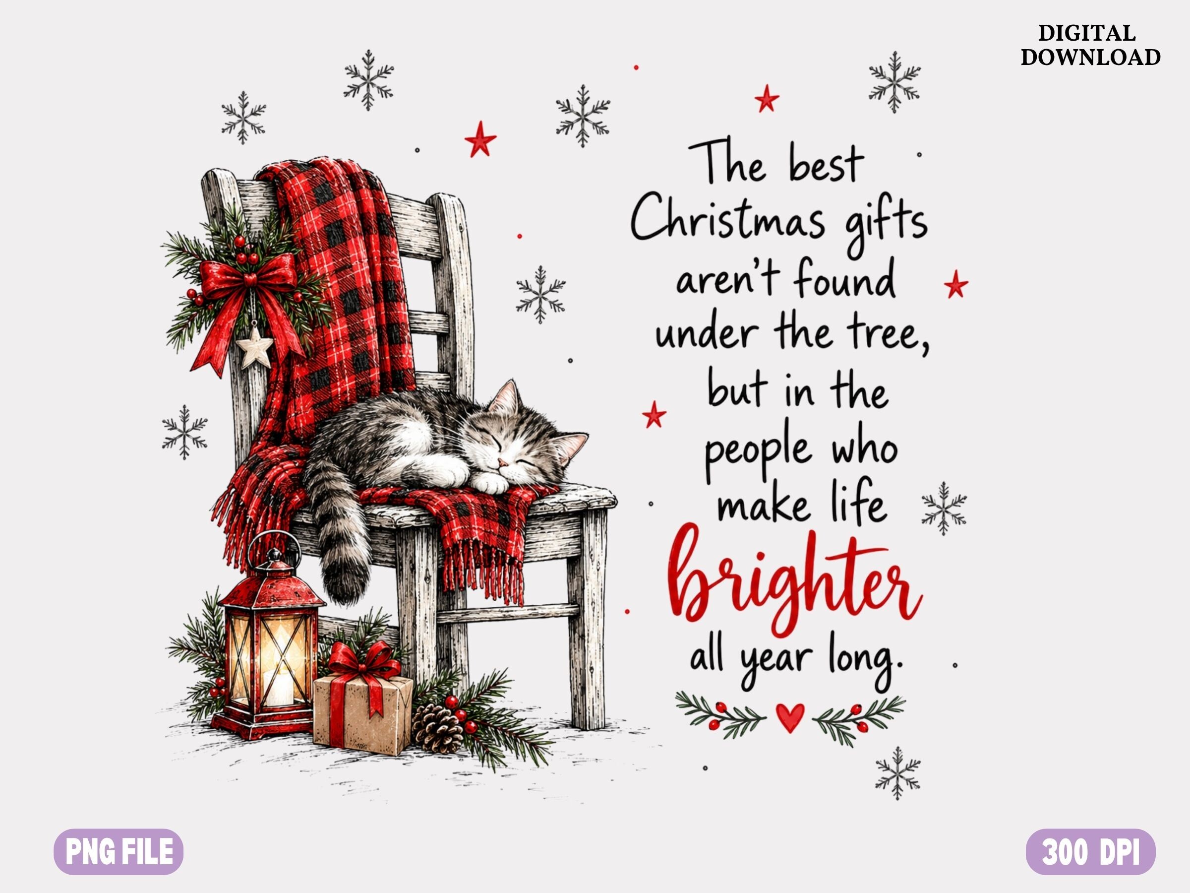 Cozy Christmas Cat PNG, Sleeping Kitty O