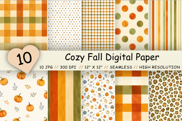 Cozy Fall Digital Paper Pack, Seamless