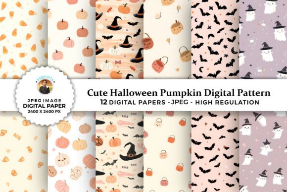 Cute Halloween Pumpkin Digital Patterns