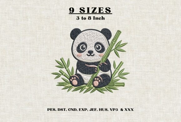 Cute Panda Bamboo Machine Embroidery DST