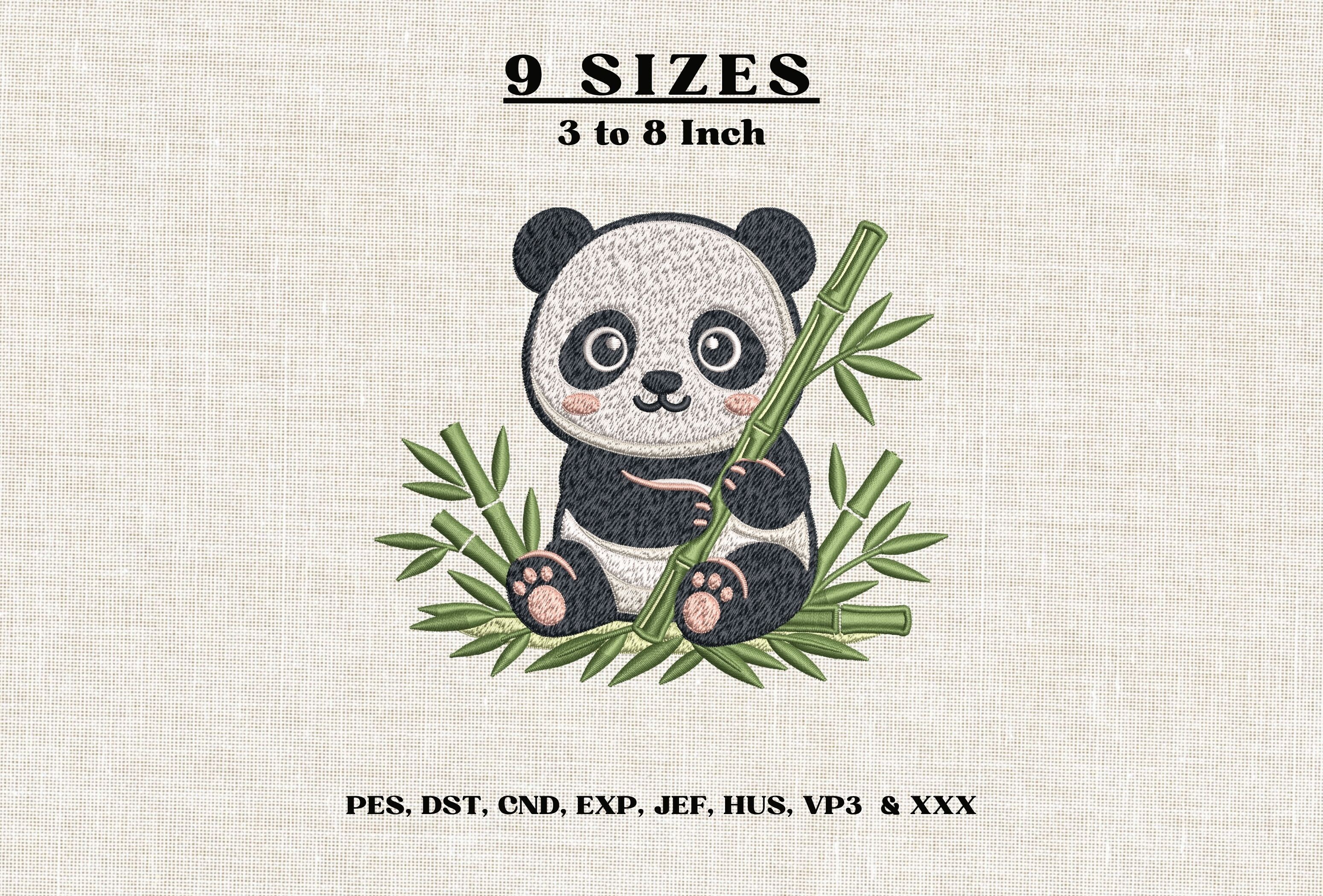 Cute Panda Bamboo Machine Embroidery DST