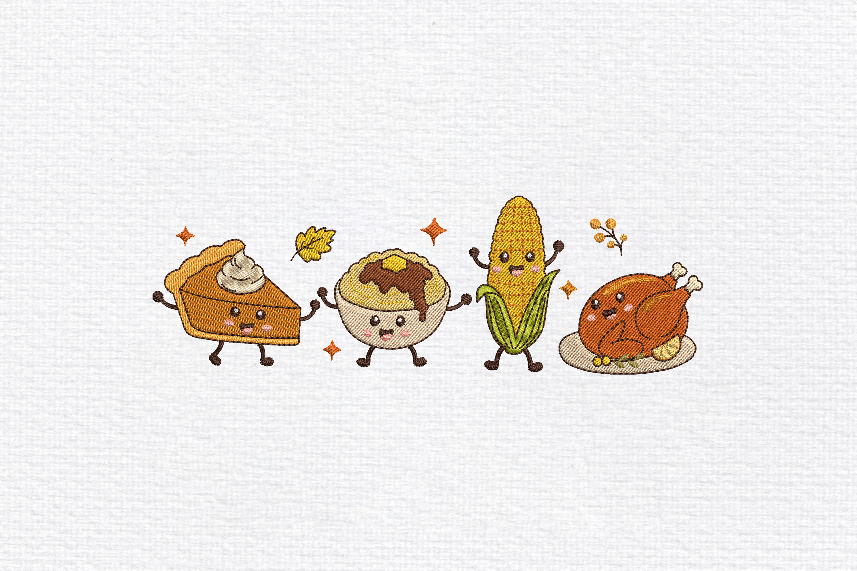 Cute Thanksgiving Food Embroidery