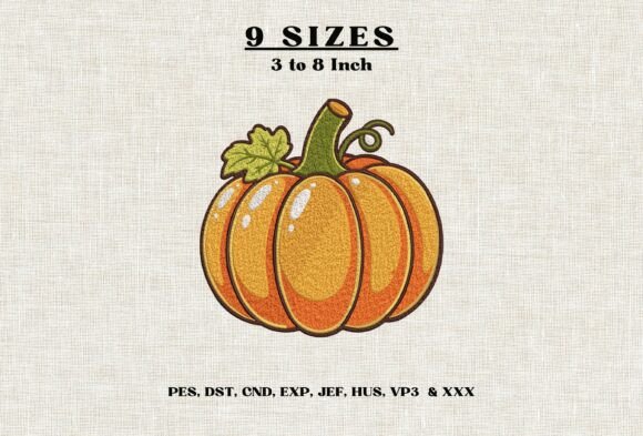 Fall Pumpkin Machine Embroidery Design