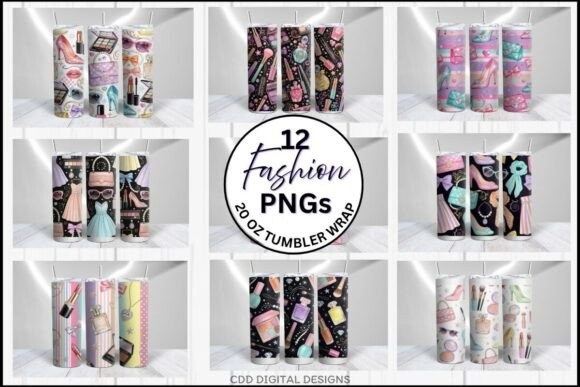 Fashion Tumbler Wraps PNG Bundle