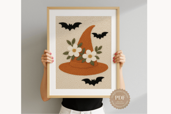 Floral Witch Hat Punch Needle Pattern