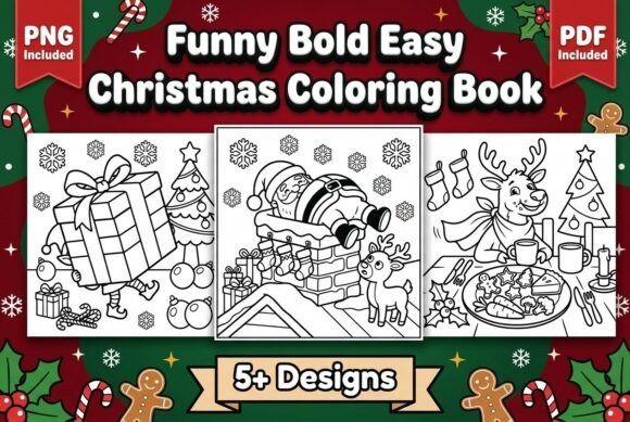 Funny Bold Easy Christmas Coloring Book