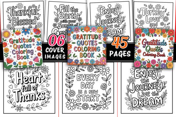 Gratitude Quotes Coloring Book Interior