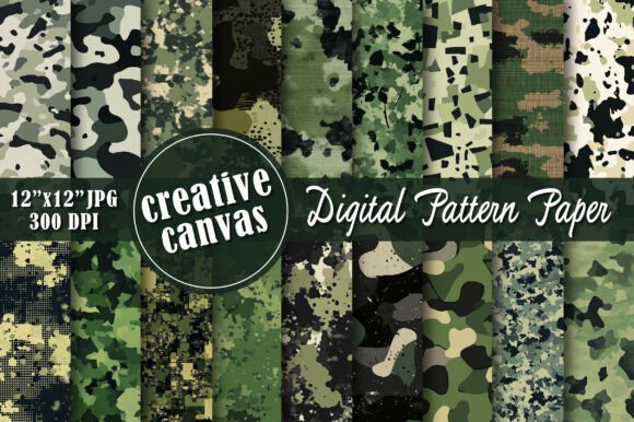 Green Camouflage Seamless Patterns