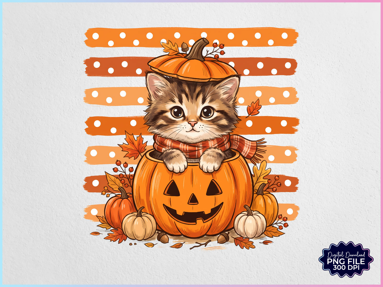 Halloween Fall Cat Pumpkin PNG