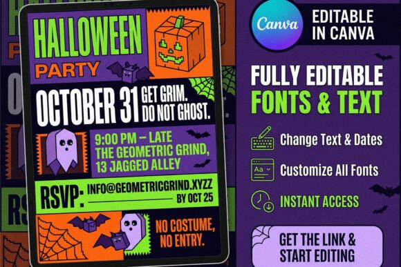 Halloween Party Canva Flyer Template