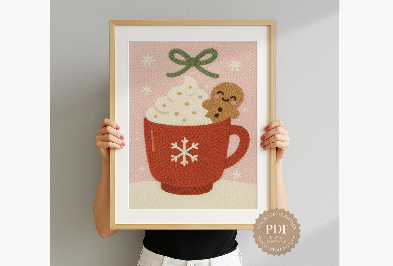 Hot Cocoa Mug Punch Needle Pattern