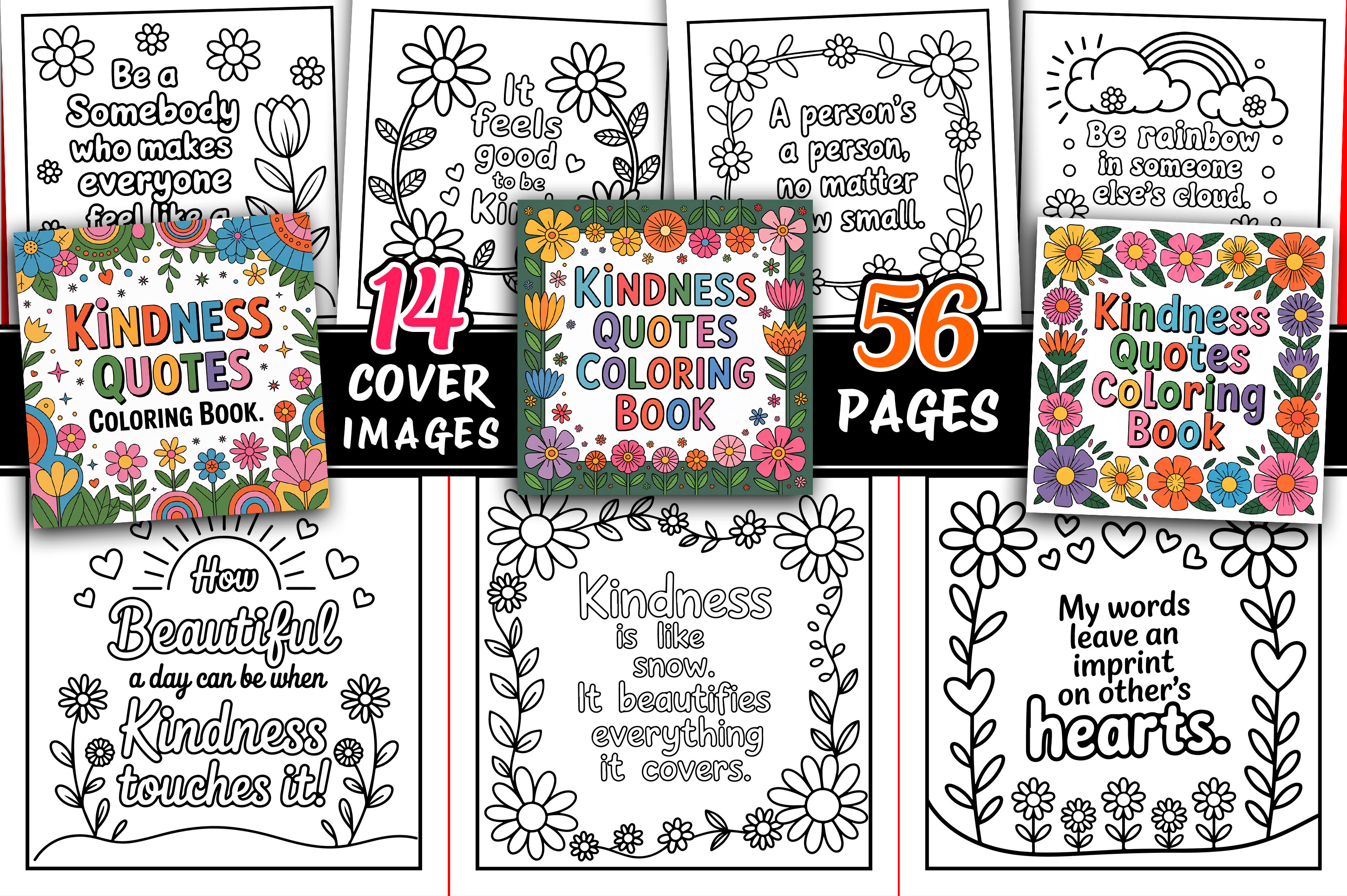 Kindness Quotes Coloring Book Bundle