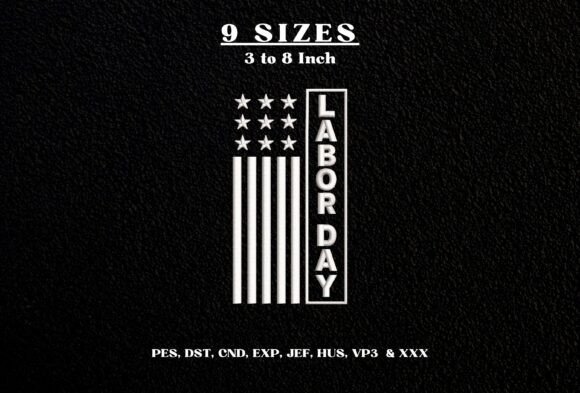Labor Day American Flag Embroidery DST