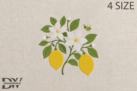 Lemon Bee Embroidery Design