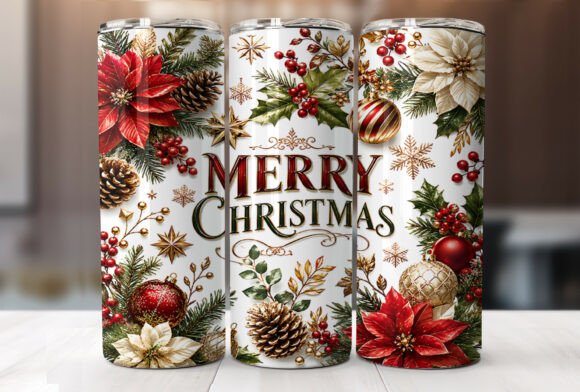 Merry Christmas 20oz Tumbler Wrap PNG