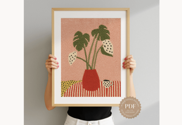 Monstera Plant Punch Needle Pattern