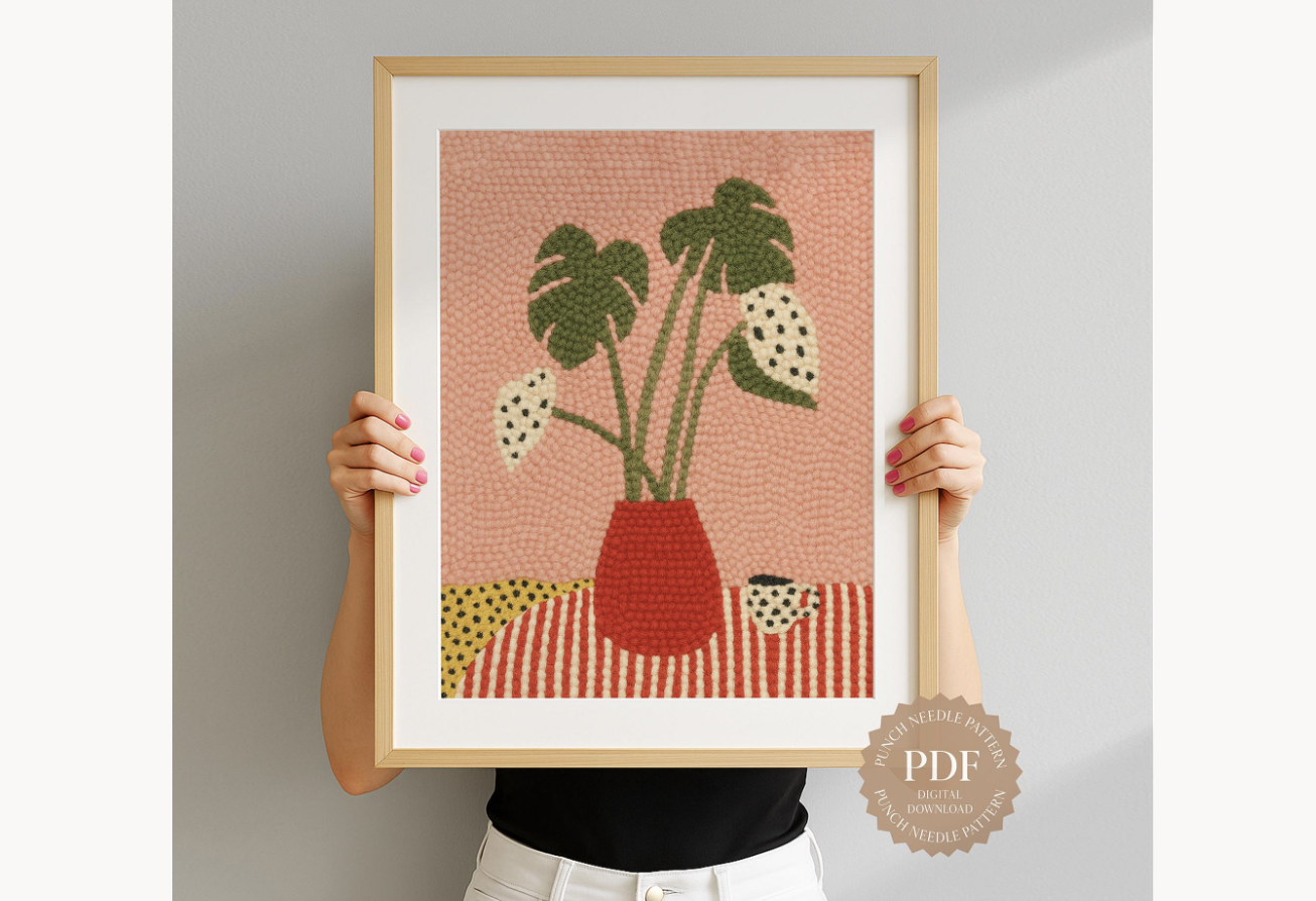 Monstera Plant Punch Needle Pattern