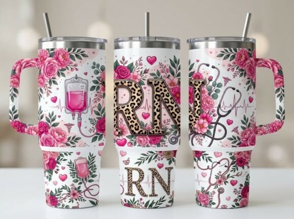 Nurse 20oz 40oz Skinny Tumbler Wrap PNG