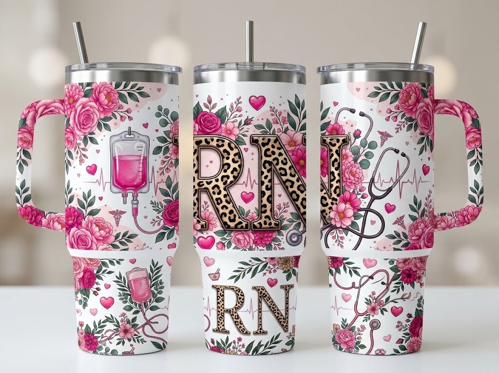Nurse 20oz 40oz Skinny Tumbler Wrap PNG