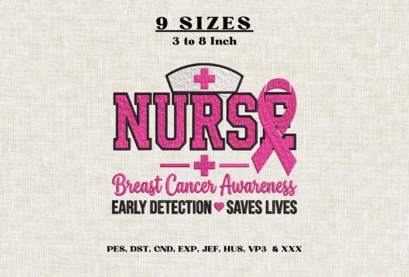 Nurse Breast Cancer Awareness Embroidery