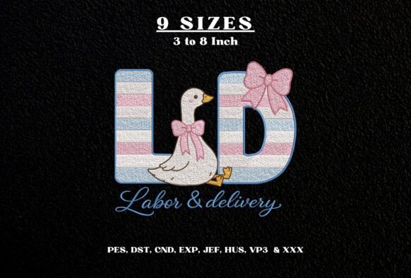 Nurse L&D Bow Embroidery Design DST PES