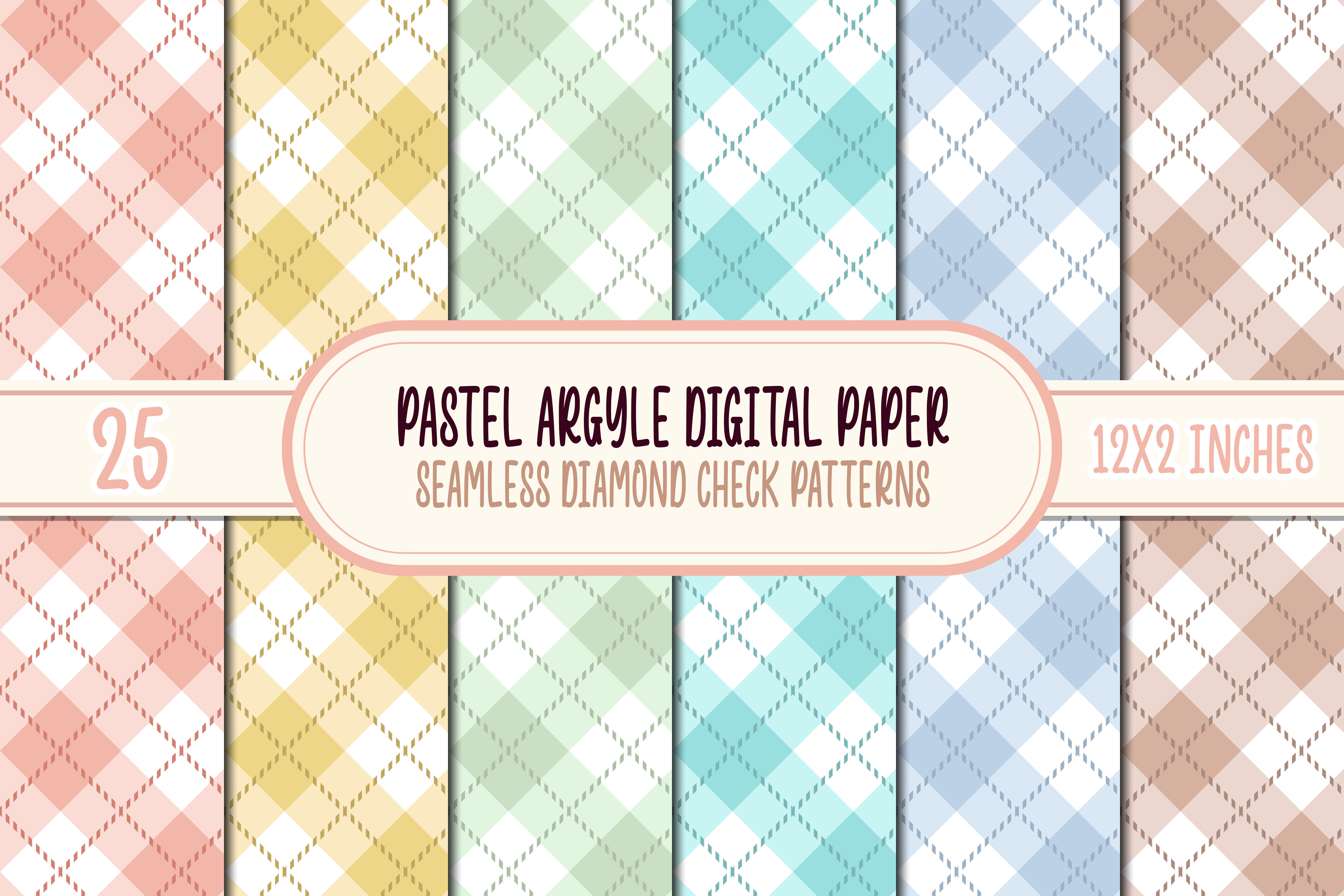 Pastel Argyle Seamless Digital Paper 25