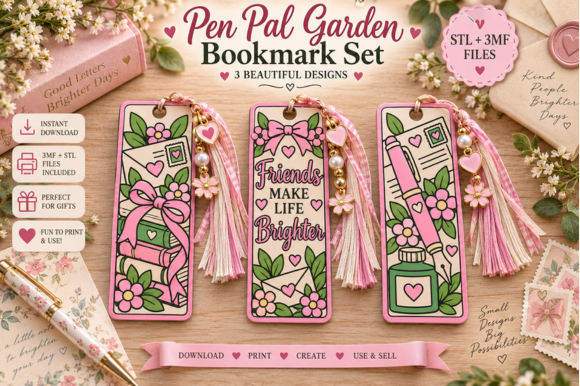 Pen Pal Garden Bookmarks | 3D Print File - 3x Designs, STL & 3MF - Image 6
