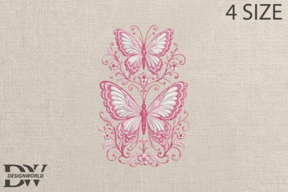 Pink Butterflies Embroidery Design