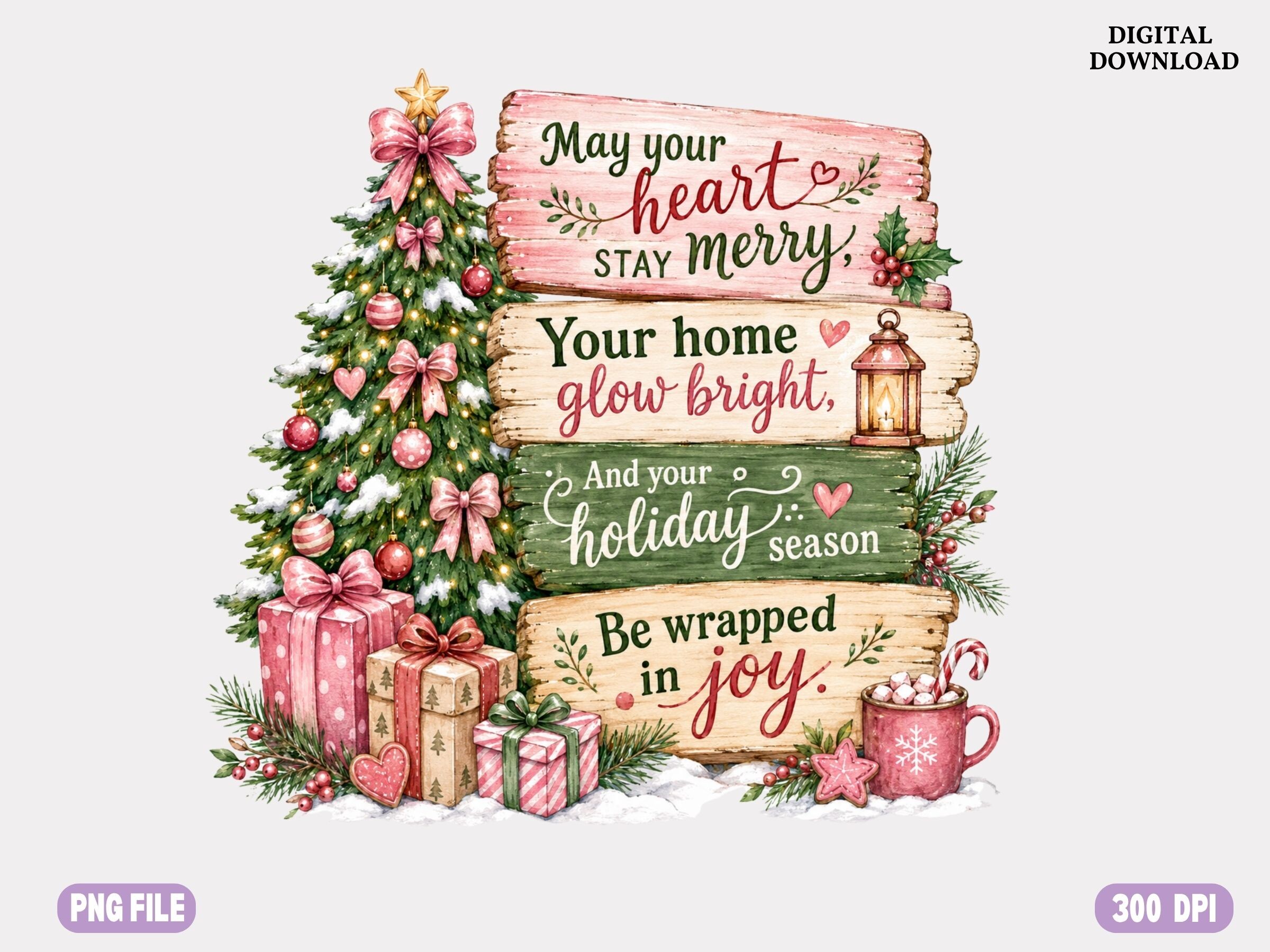 Pink Christmas Tree PNG, Coquette Holida