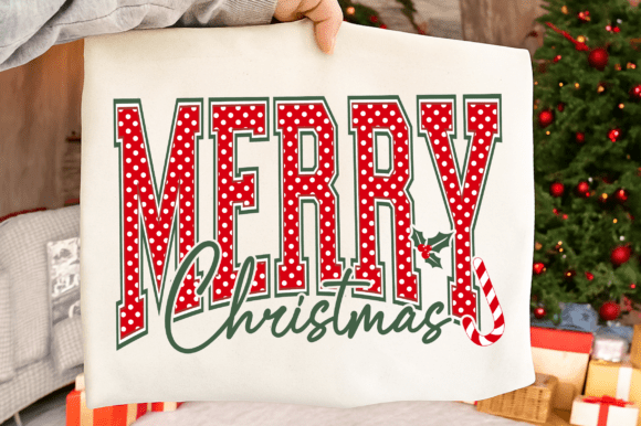 Polka Dot Merry Christmas SVG, Xmas PNG Graphic T-shirt Designs By Hi-dpiStudio