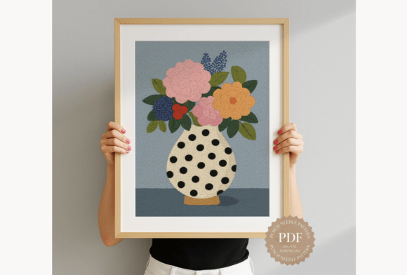 Polka Dot Vase Punch Needle Pattern