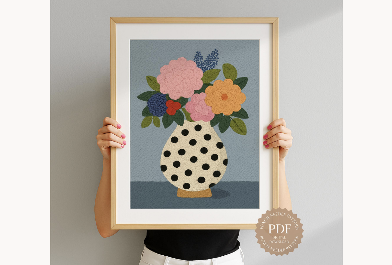 Polka Dot Vase Punch Needle Pattern