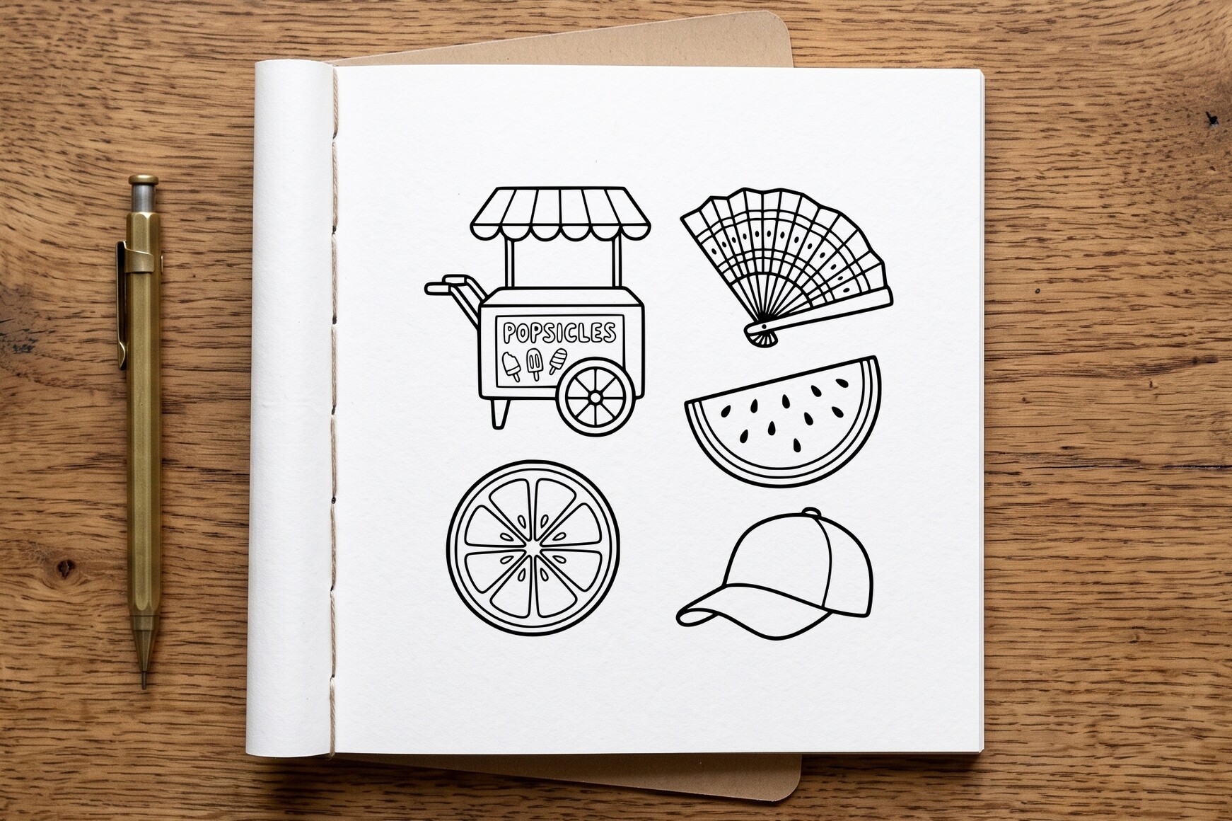 Popsicles Cart Summer Doodles Coloring