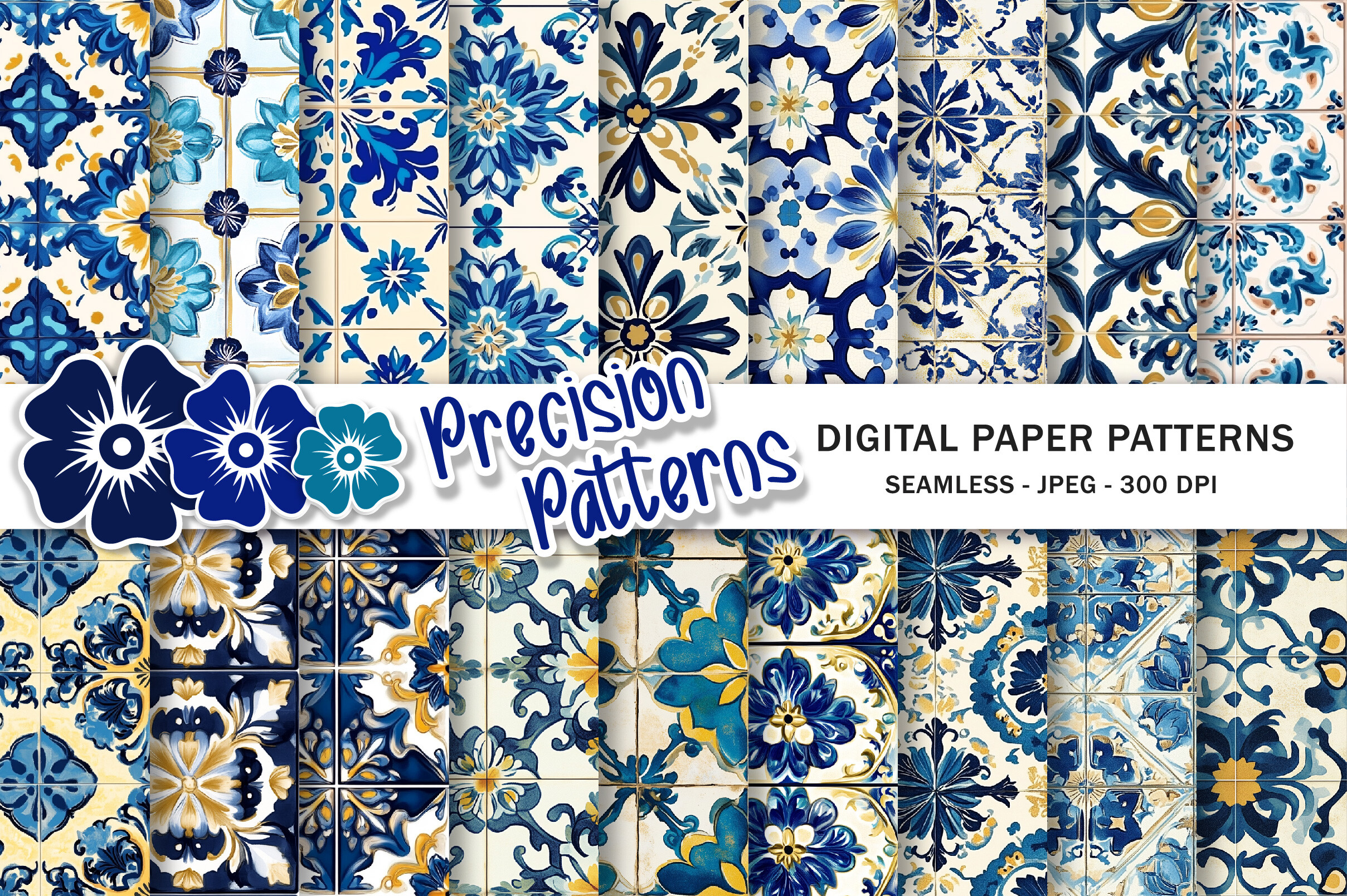 Portuguese Tiles Digital Background Graphic by Precision Patterns ...