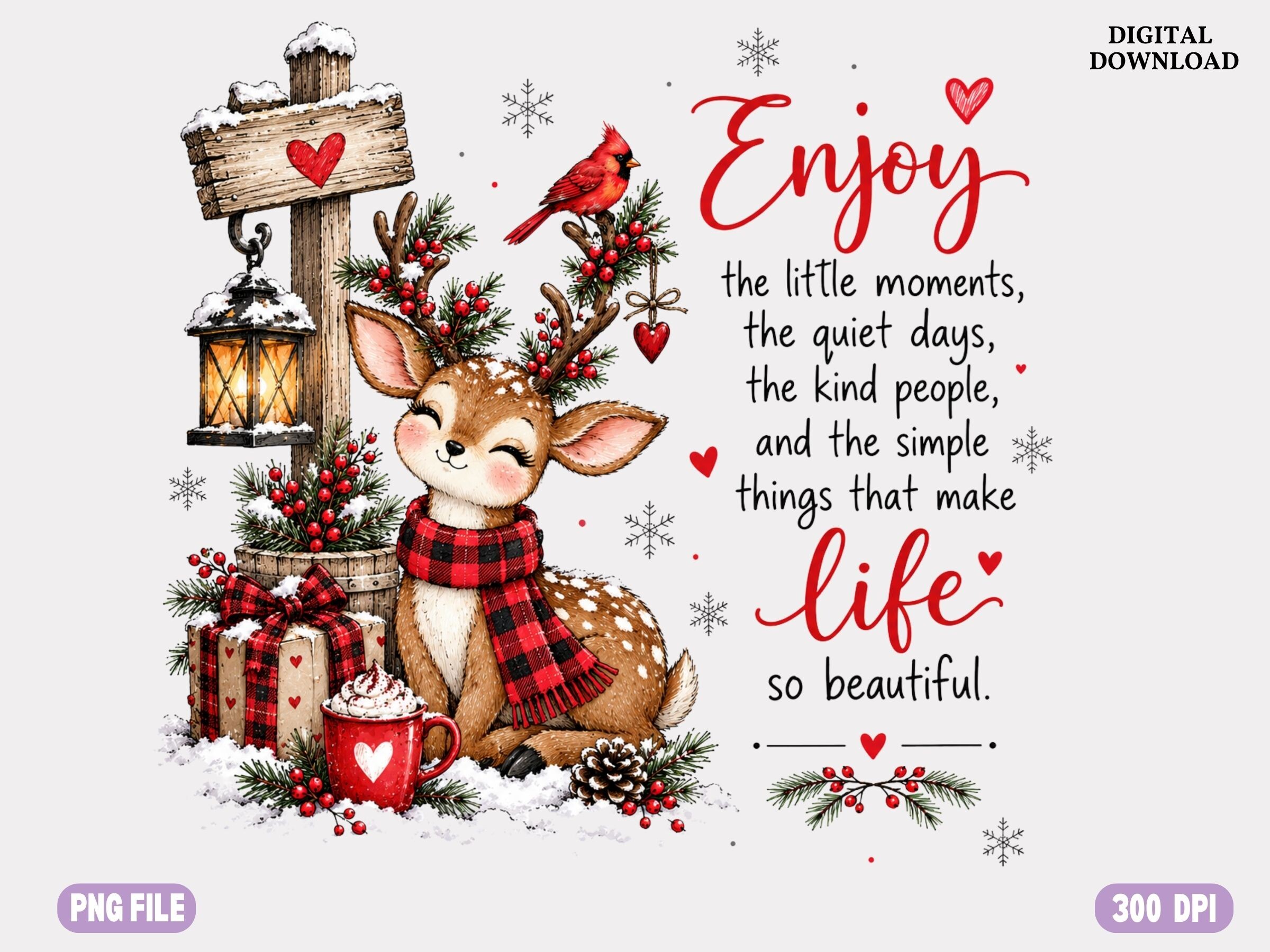 Reindeer Christmas PNG, Cute Woodland