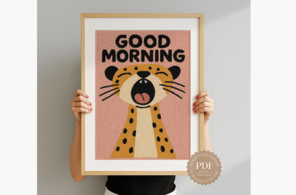 Sleepy Cheetah Punch Needle Pattern