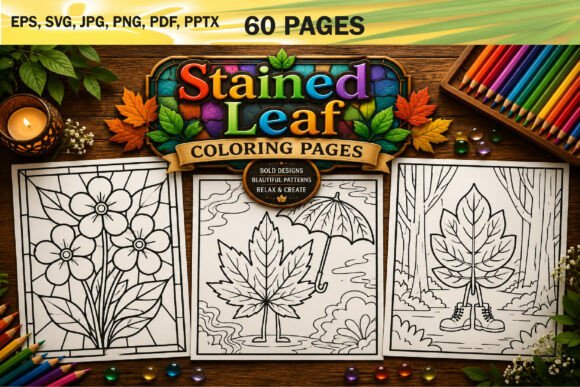 Stained Leaf Coloring Pages