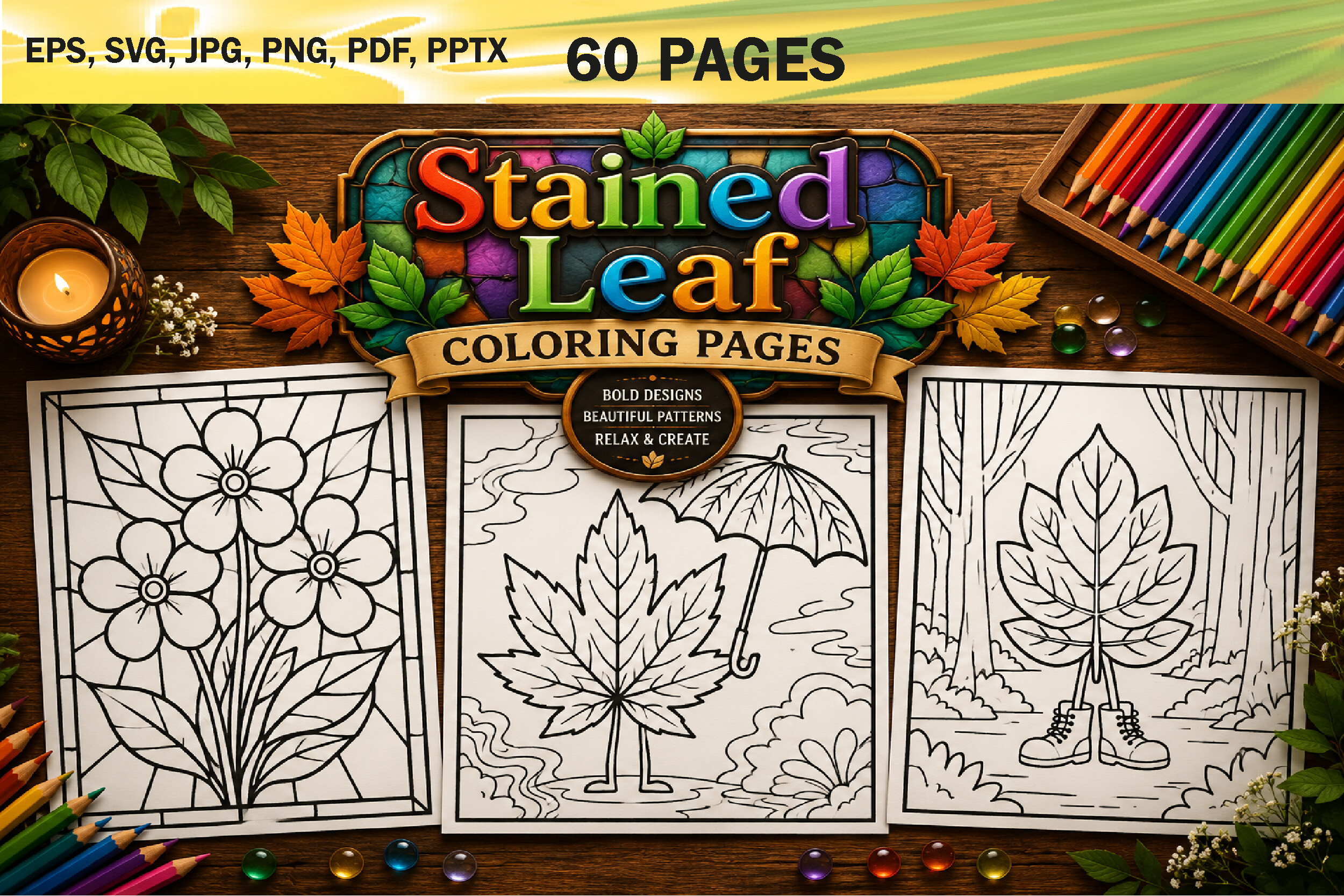 Stained Leaf Coloring Pages