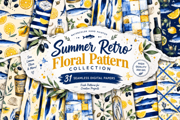 Summer Retro Floral Pattern Collection
