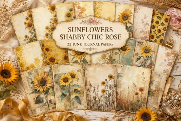 Sunflower Printable Junk Journal Papers
