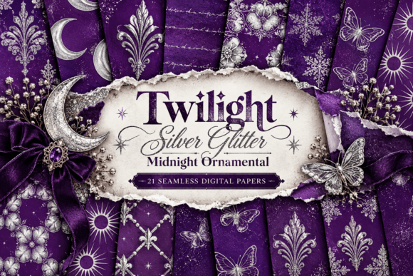 Twilight Silver Glitter Midnight Pattern