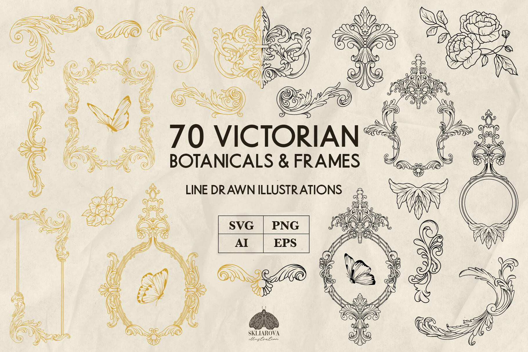 Victorian Botanicals & Frames Svg Png